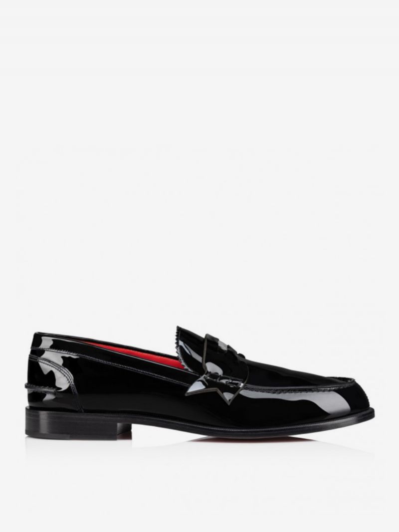 Mænds Loafer Sko Til Mænd Top-stitching Black Penny Loafers Bryllupsbalsko - Sort