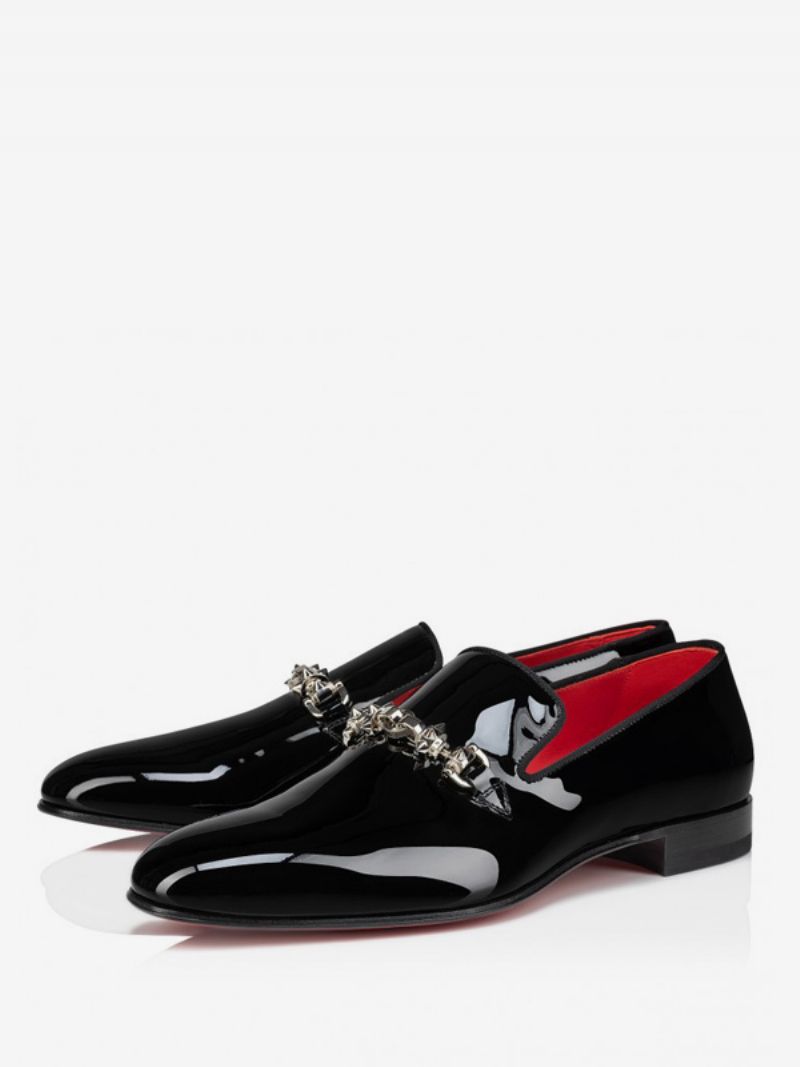 Mænds Loafers Patent Pu Overkæder Slip-on Prom Bryllupssko