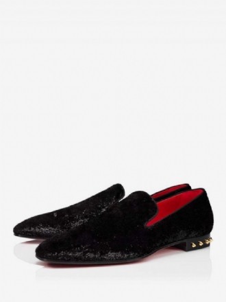 Mænds Loafers Slip-on Nitter Square Toe Ruskind Spikes Heel Prom Bryllupssko