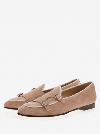 Mænds Mænd Khaki Ruskind Monk Strap Loafers Kjole Prom Bryllupssko