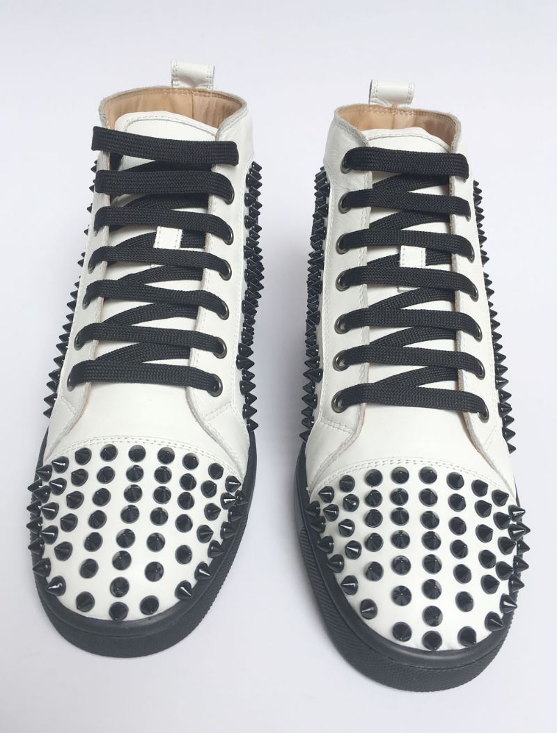 Mænds Mænd Rød Ruskind Spike Sko High Top Sneakers Prom Festsko - Hvid