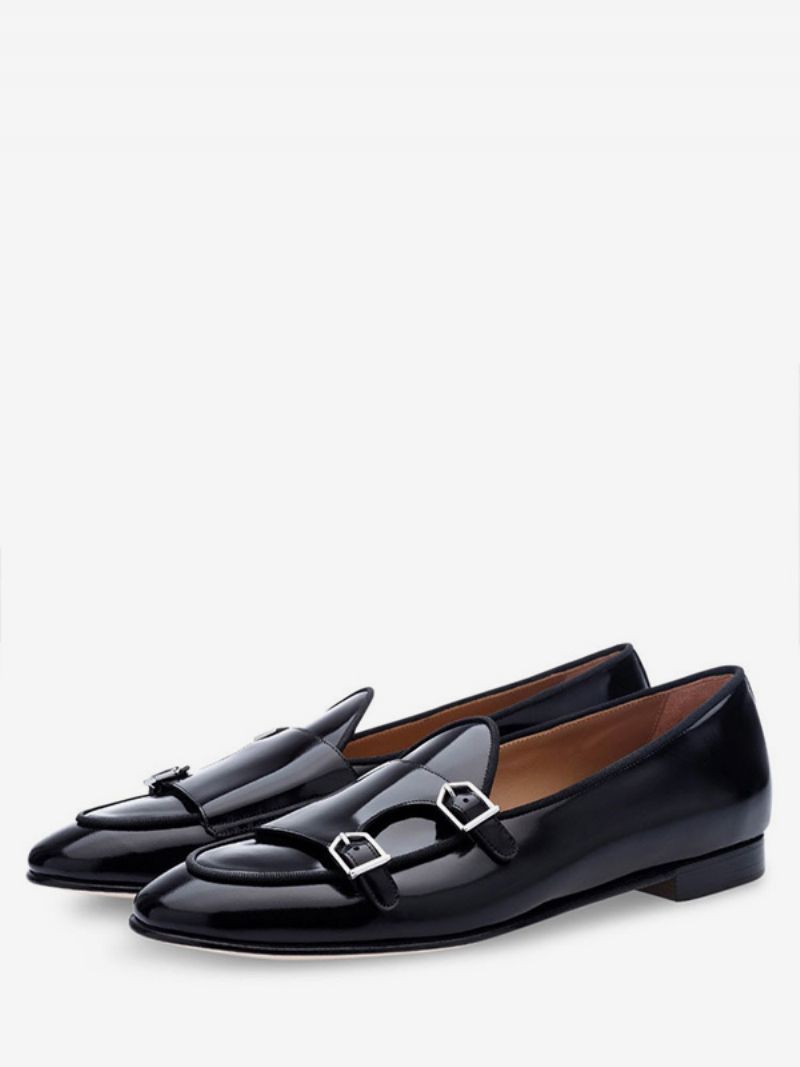 Mænds Mænd Sort Monk Strap Kjole Loafers Rund Tå Formelle Gallafestsko