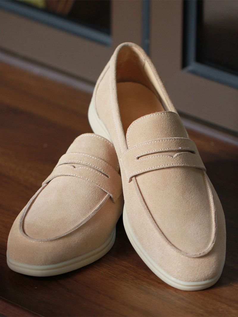 Mænds Micro Ruskind Slip On Upper Herre Loafer Sko - Lys Lys Gul