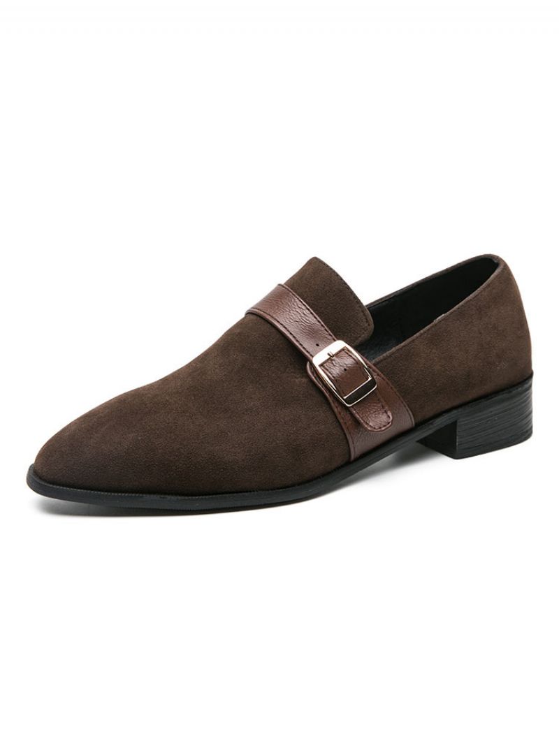 Mænds Monk Strap Loafer Prom Party Bryllupssko Sort Slip-on Formel - Kaffe Brun