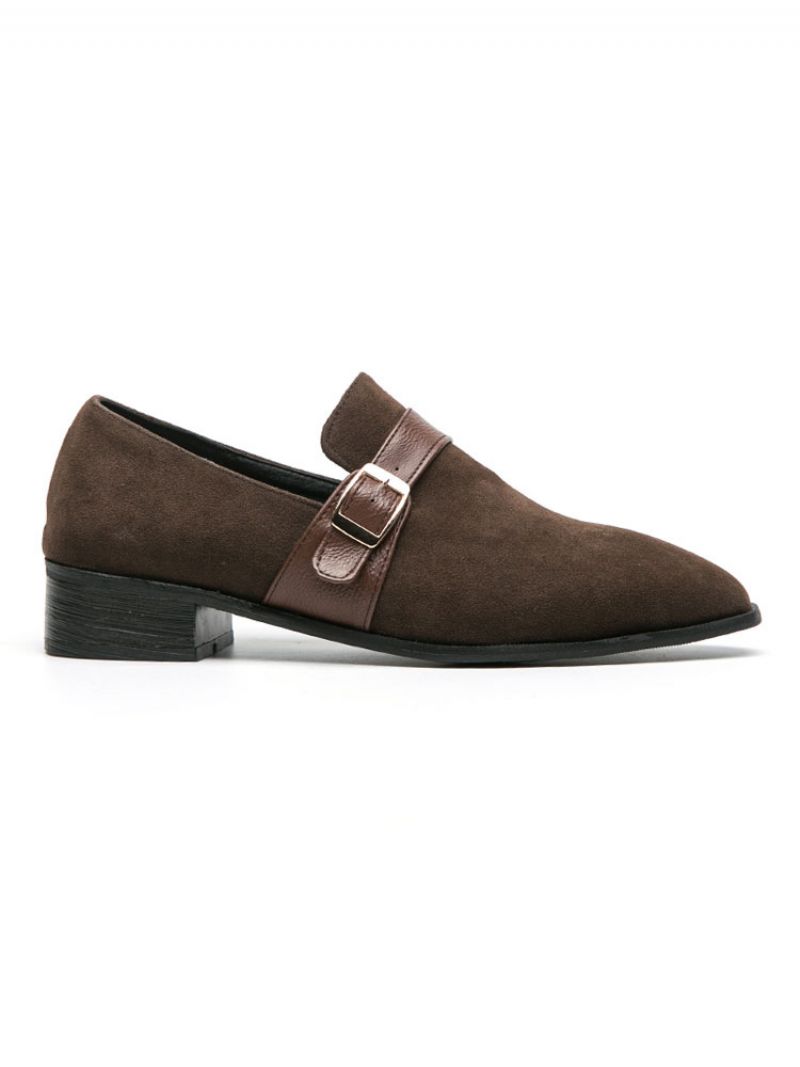 Mænds Monk Strap Loafer Prom Party Bryllupssko Sort Slip-on Formel - Kaffe Brun