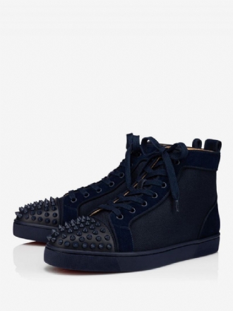 Mænds Navy High Top Sneakers Med Snørebånd Pigge