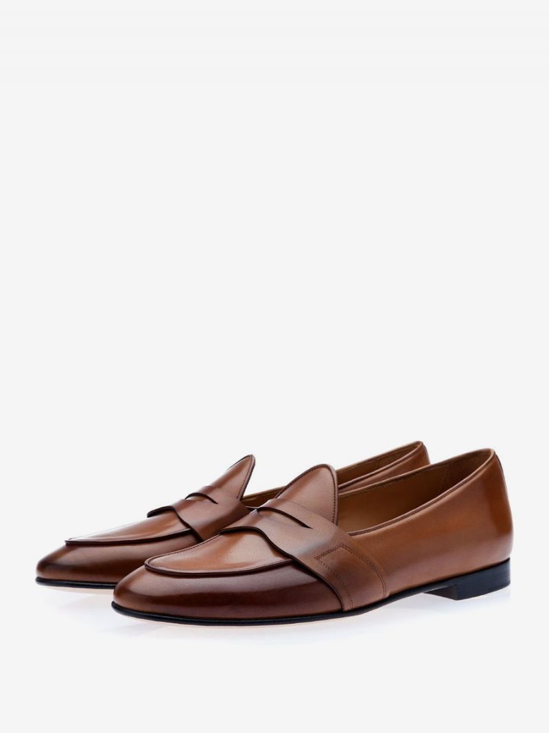 Mænds Penny Loafers Slip-on Rund Toe Dress Groom Sko