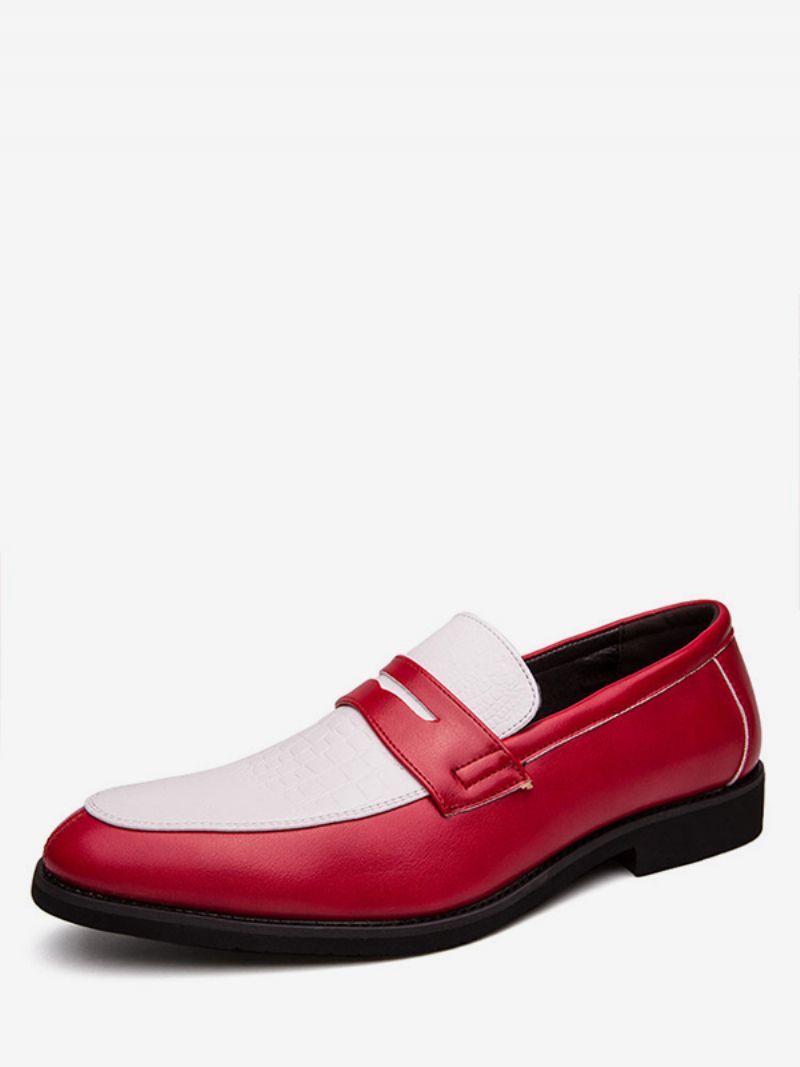 Mænds Penny Loafers Two Tone Prom Party Bryllupssko - Rød