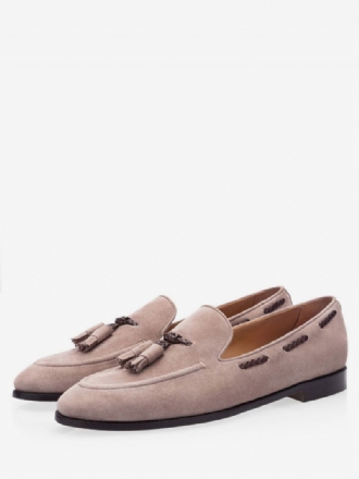 Mænds Pink Ruskind Loafers Slip On Casual Prom Party Bryllupssko Med Kvast