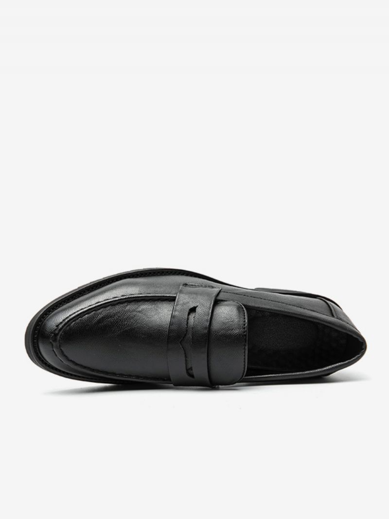 Mænds Prom Loafers Slip-on Rund Tå Pu Læder Loafer Sko - Sort