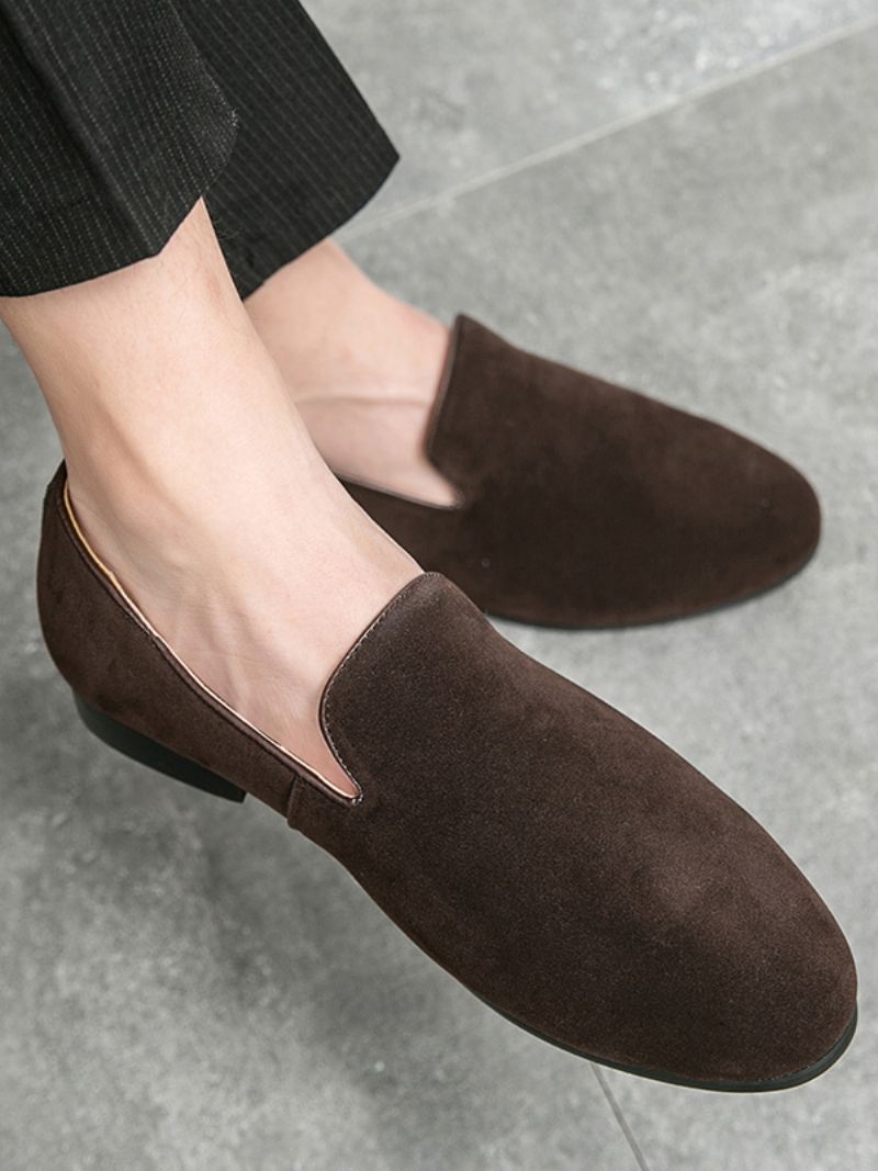 Mænds Prom Pu Læder Slip-on Loafer Sko - Kaffe Brun