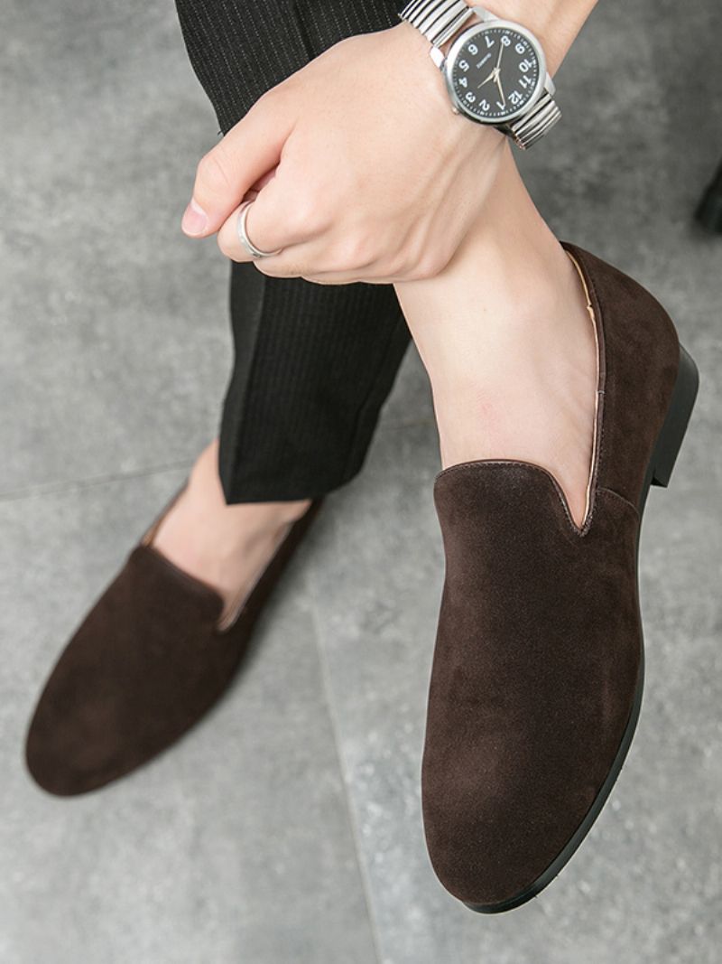 Mænds Prom Pu Læder Slip-on Loafer Sko - Kaffe Brun