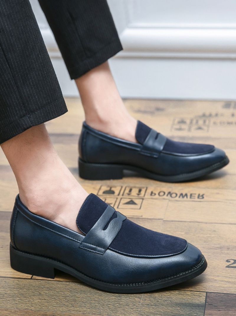 Mænds Prom Pu Læder Slip-on Loafer Sko - Blå