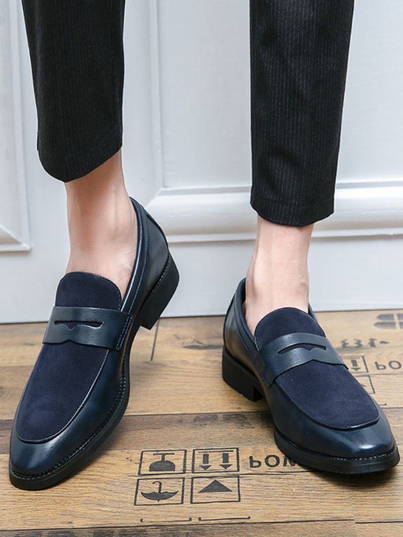 Mænds Prom Pu Læder Slip-on Loafer Sko - Blå