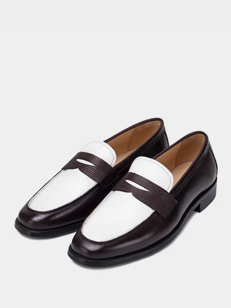 Mænds Pu-læder Herre Loafer Sko Slip On Prom Bryllupssko - Dybbrun