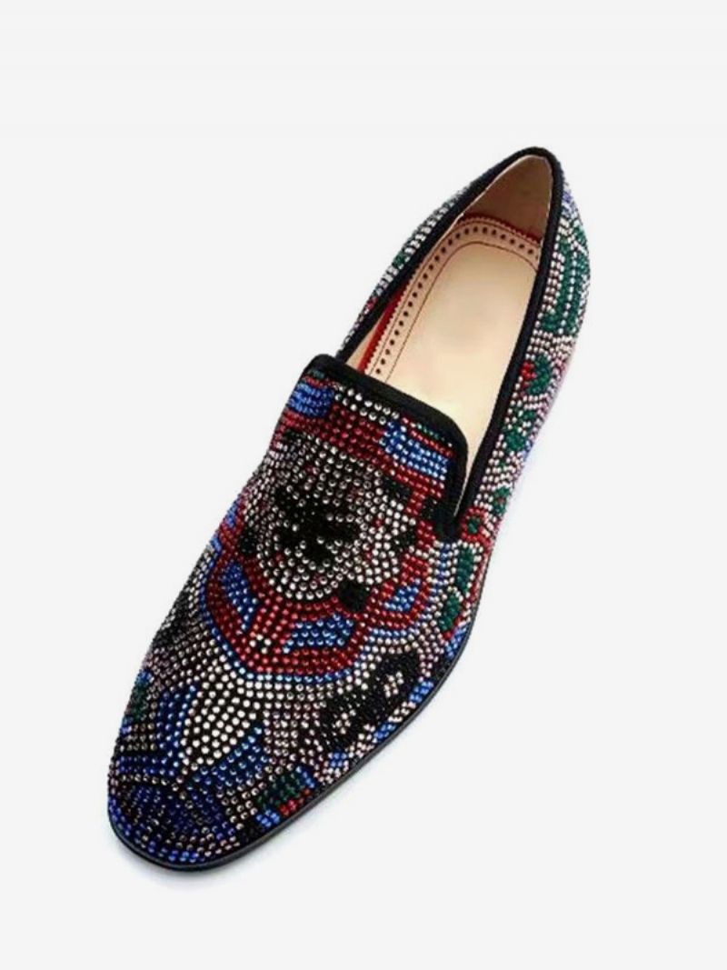 Mænds Rhinestones Dress Loafers I Sorte Prom Party Bryllupssko