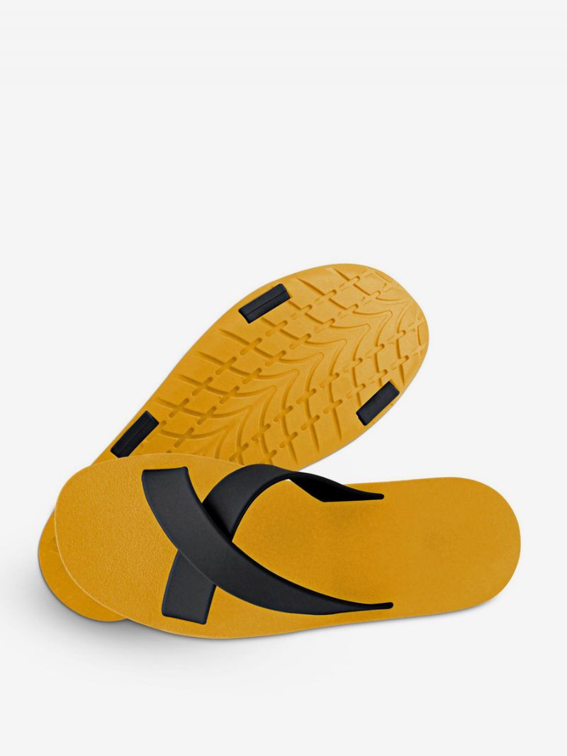 Mænds Sandaler Slip-on Color Block Flat Slippers - Gul