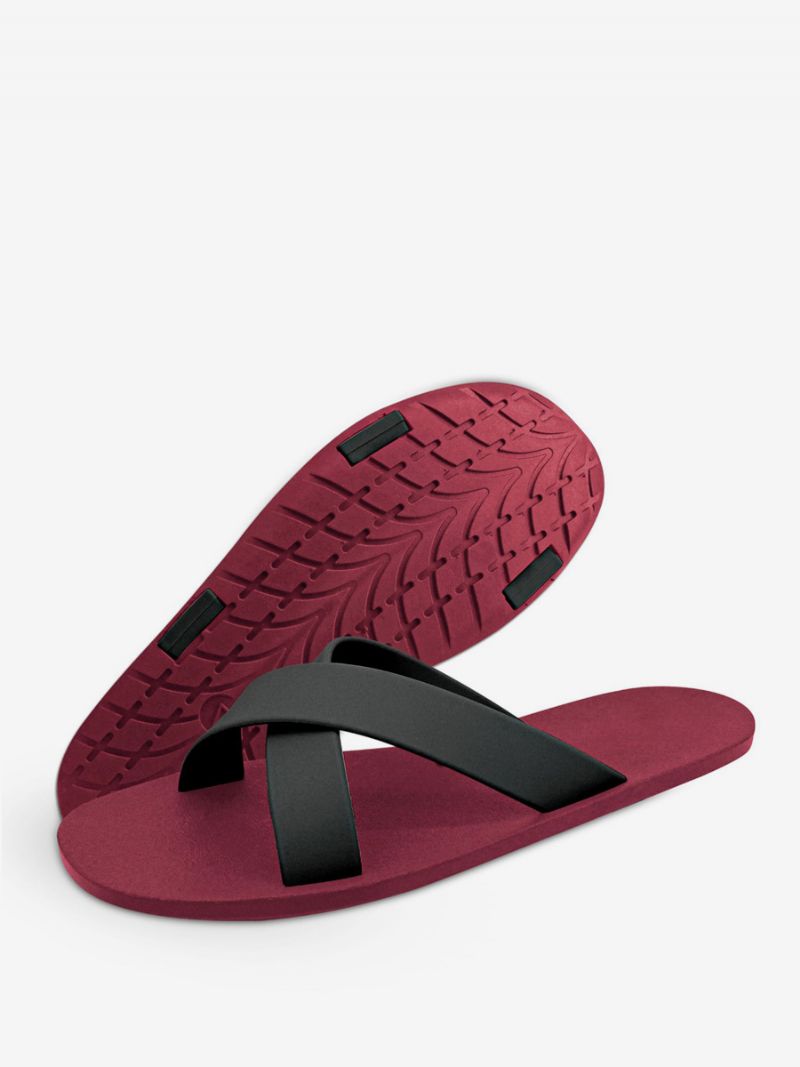 Mænds Sandaler Slip-on Color Block Flat Slippers - Rød