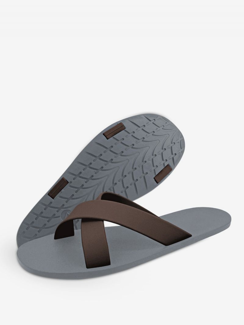 Mænds Sandaler Slip-on Color Block Flat Slippers - Grå