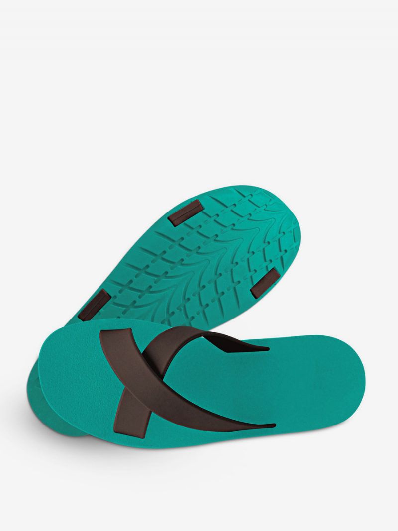 Mænds Sandaler Slip-on Color Block Flat Slippers - Blå