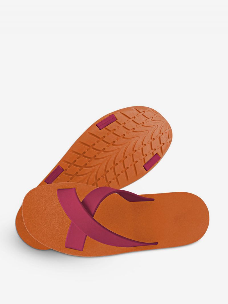 Mænds Sandaler Slip-on Color Block Flat Slippers - Orange