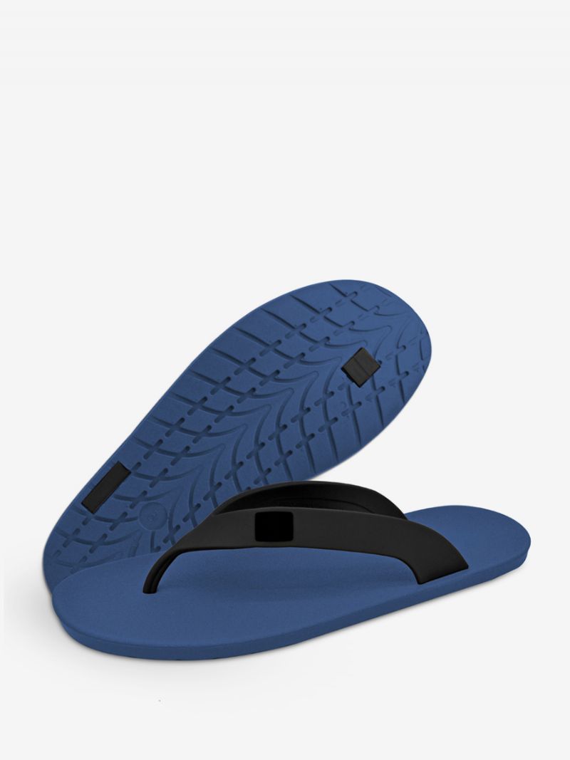 Mænds Sandaler Slip-on Color Block Flat Slippers - Blå