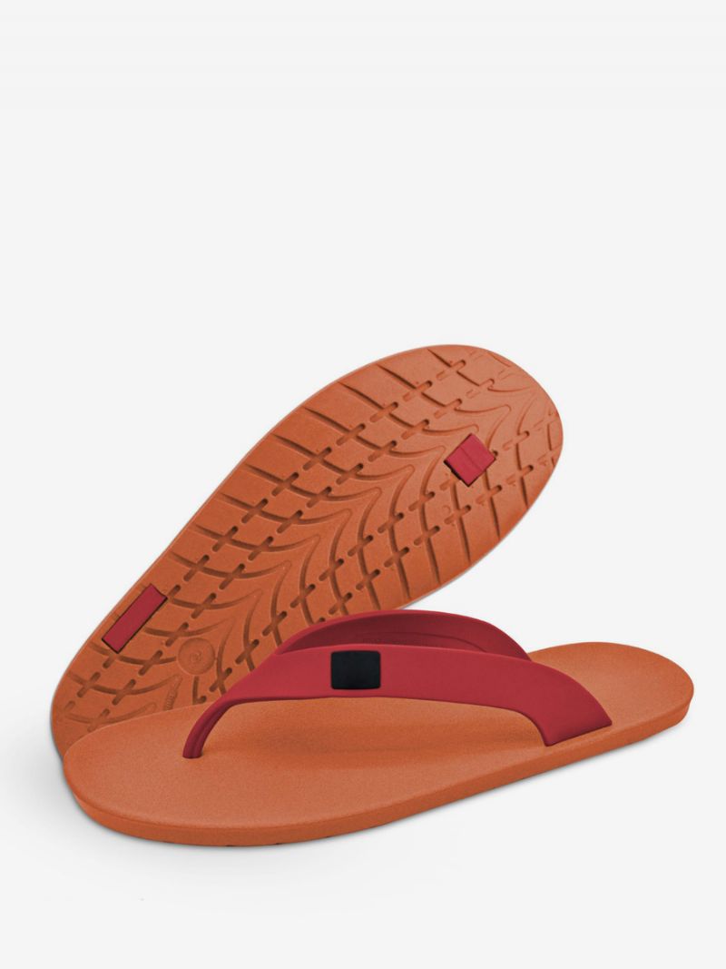 Mænds Sandaler Slip-on Color Block Flat Slippers - Orange