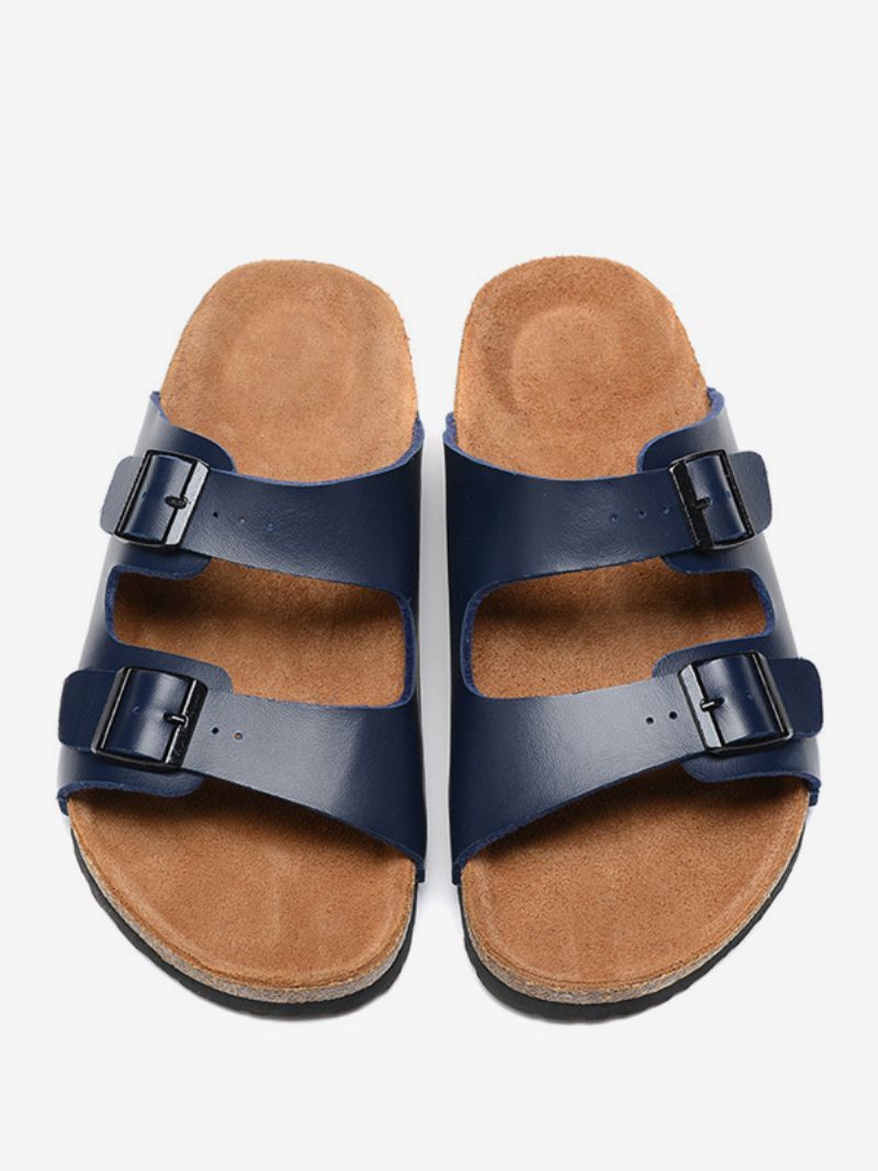 Mænds Sandaler Slip-on Justerbar Strap Spænde Hjemmesko Flade - Blå