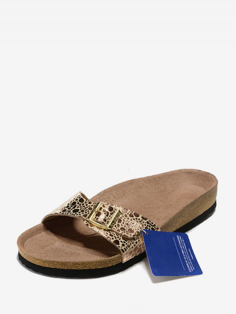 Mænds Sandaler Slip-on Justerbar Strap Spænde Hjemmesko Flade - Guld