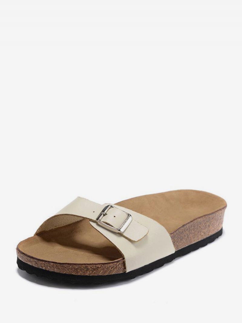 Mænds Sandaler Slip-on Justerbar Strap Spænde Hjemmesko Flade - Beige