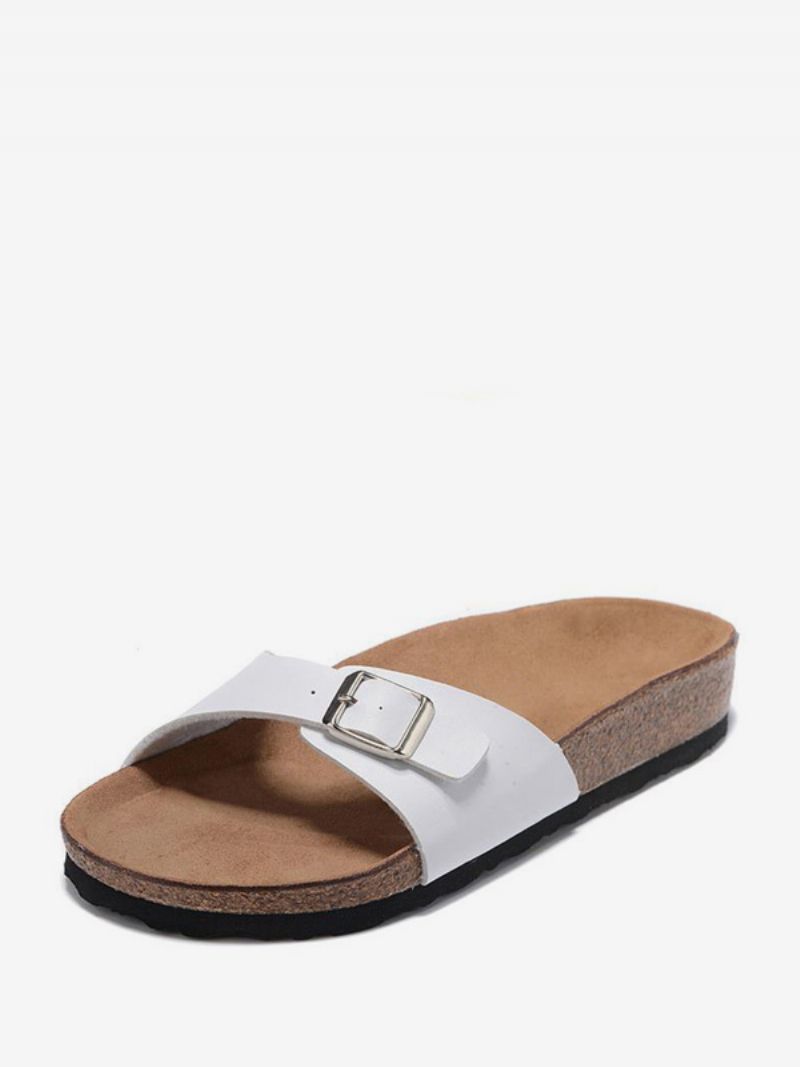 Mænds Sandaler Slip-on Justerbar Strap Spænde Hjemmesko Flade - Hvid