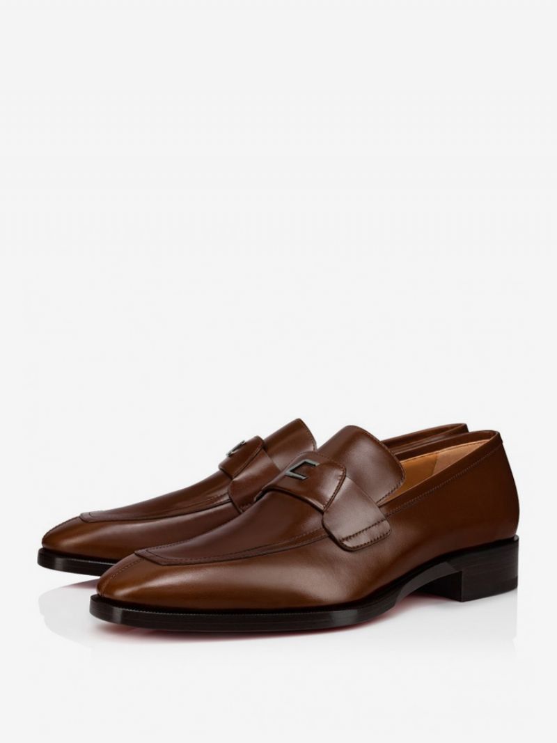 Mænds Slip-on Buckle Loafer Sko Square Toe Prom Bryllupssko