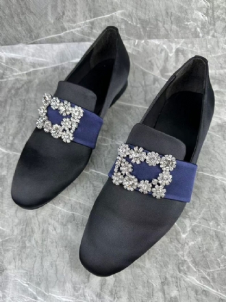 Mænds Slip-on Rhinestones Rund Toe Satin Herre Loafer Sko