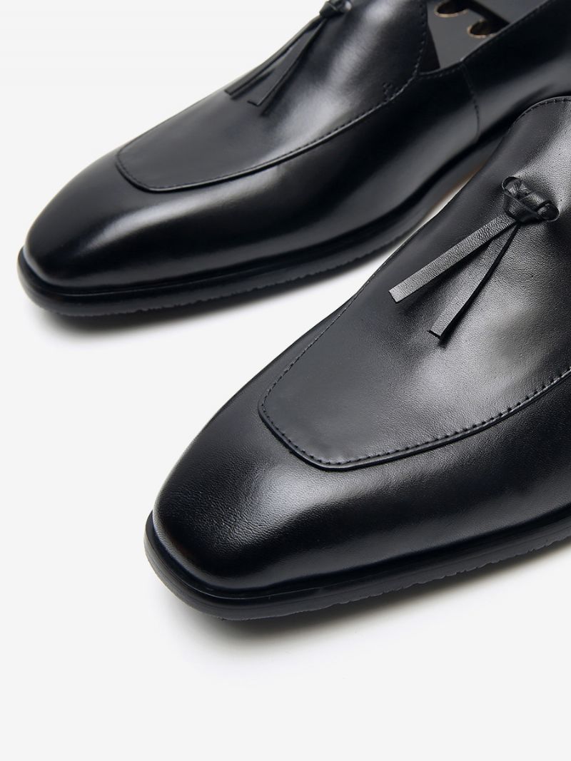 Mænds Slip-on Rund Tå Kohud Herre Loafer Prom Bryllup Sko - Sort