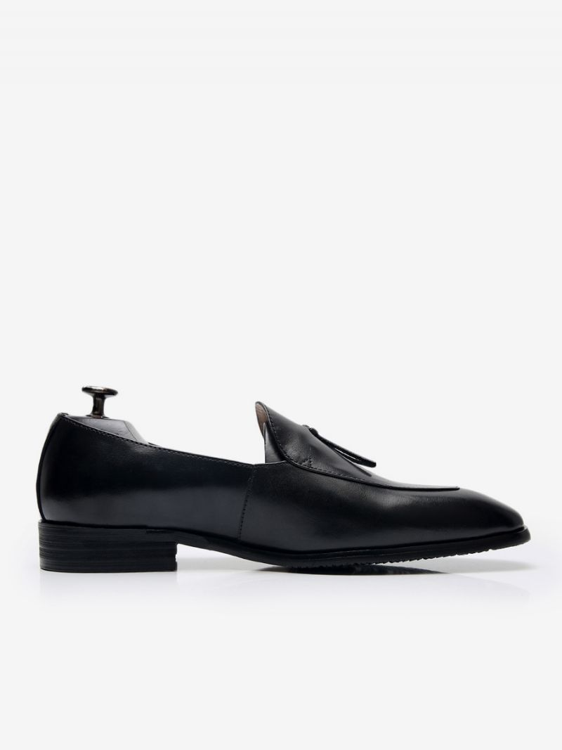 Mænds Slip-on Rund Tå Kohud Herre Loafer Prom Bryllup Sko - Sort