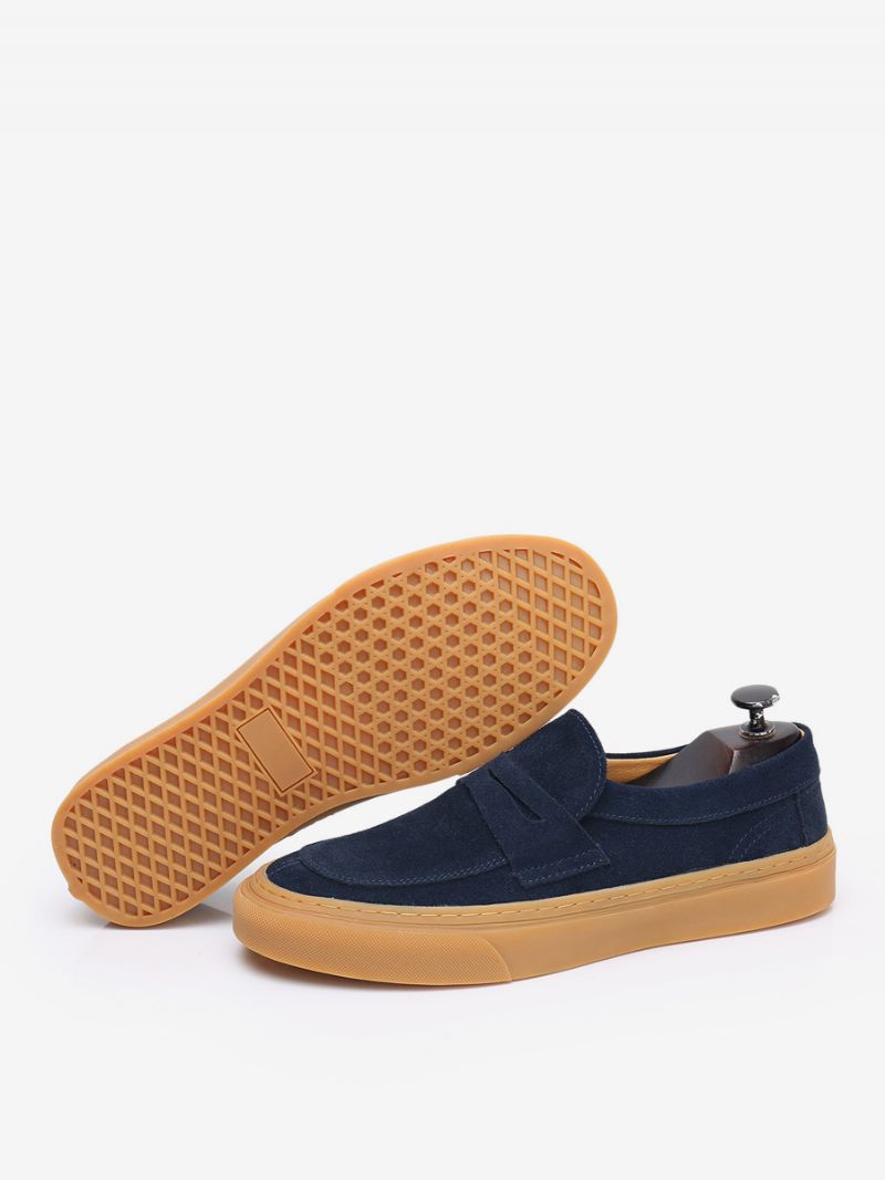 Mænds Slip-on Rund Tå Kohud Loafer Sko - Mørk Navy