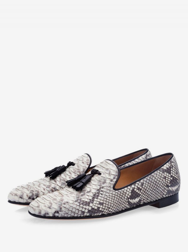 Mænds Snakeskin Tassel Loafers Prom Party Bryllupssko