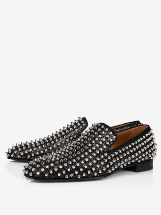 Mænds Sort Kjole Loafer Prom Party Bryllupssko Nitter Slip-on Loafers