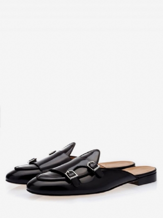 Mænds Sort Monk Strap Loafer Mules Slip On Prom Dress Sko