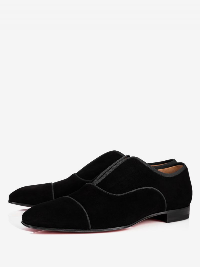 Mænds Sort Ruskind Loafer Gallafest Bryllup Sko Slip-on Kjole Galla Fest