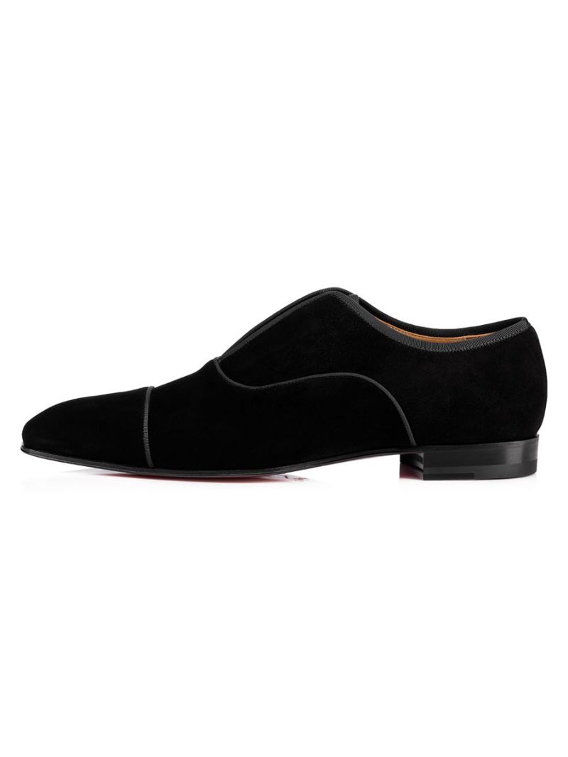 Mænds Sort Ruskind Loafer Gallafest Bryllup Sko Slip-on Kjole Galla Fest - Sort