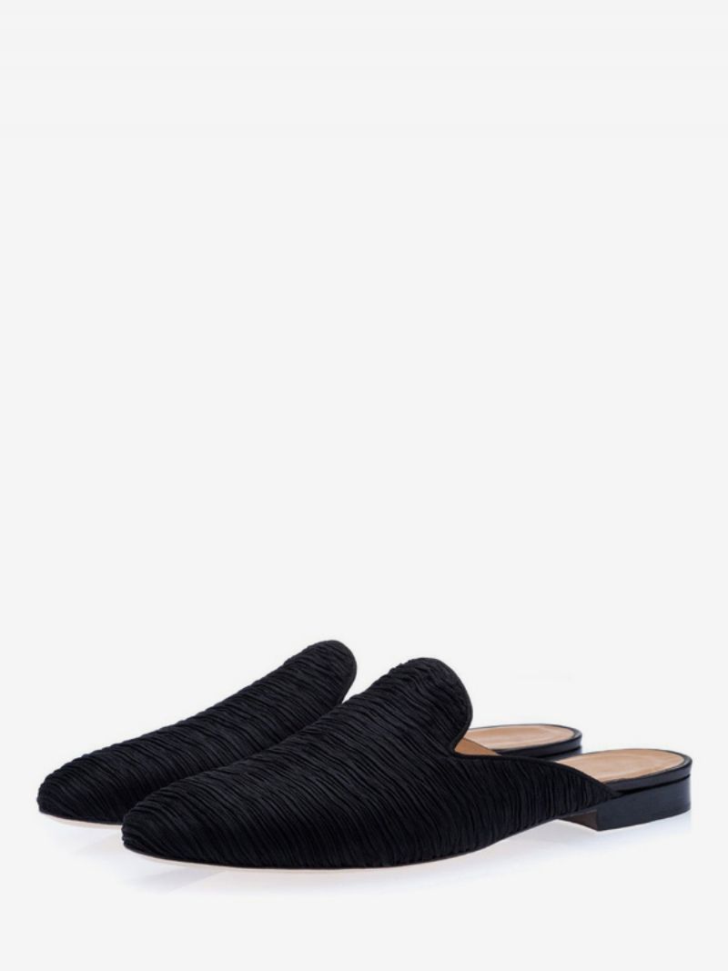 Mænds Sort Ruskind Loafer Mules Slip-on-sko