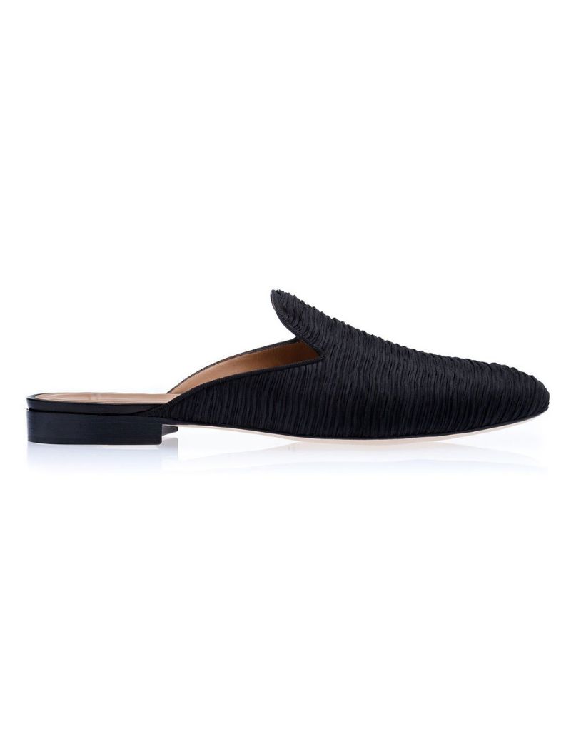 Mænds Sort Ruskind Loafer Mules Slip-on-sko - Sort