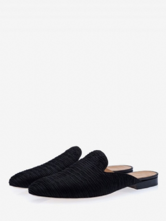 Mænds Sort Ruskind Loafer Mules Slip-on-sko