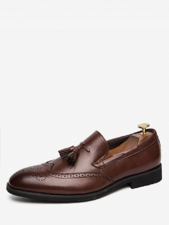 Mænds Sort Wingtip Loafer Slip-on Prom Party Bryllupssko Med Kvast