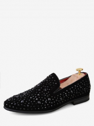 Mænds Sorte Loafers Nitterede Rhinestones Slip-on-kjole Prom-bryllupsko