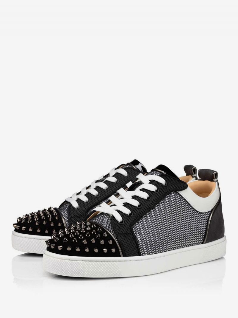 Mænds Spiked Snørebånd Mesh Low Top Sneakers Prom Festsko