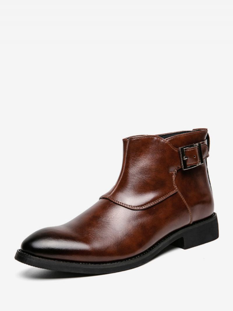 Mænds Støvler Brun Pu Læder Jodhpur Monk Strap Dress Sko