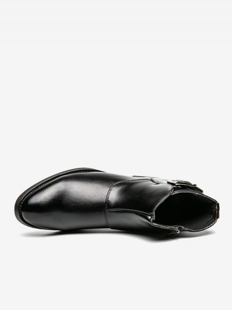 Mænds Støvler Brun Pu Læder Jodhpur Monk Strap Dress Sko - Sort