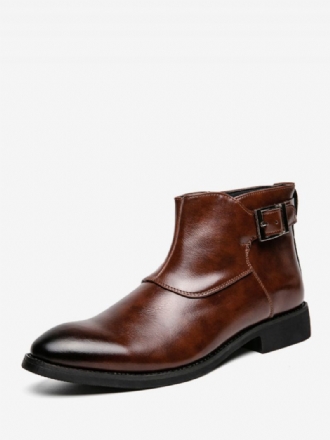 Mænds Støvler Brun Pu Læder Jodhpur Monk Strap Dress Sko